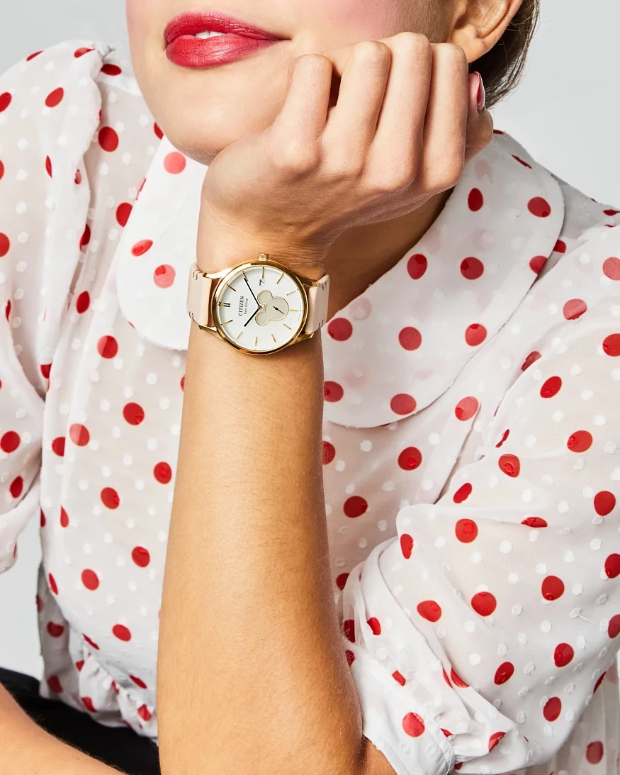 Mickey Shadow Silver-Tone Dial Leather Strap BV1132-08W | CITIZEN